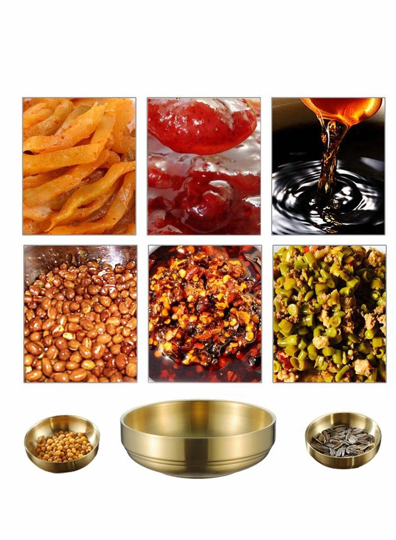 Stainless Steel Sauce Dish, 4Pcs Double-Deck Mini Round Seasoning Bowls for Salad Dressing Ketchup Appetizer Side Dish Sushi Dip (9cm, Gold)  - Image 4