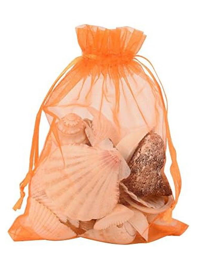 Organza Drawstring Gift Bag for Wedding, Baby Shower, Birthday, Party, Christmas, Orange Red 100pcs 5" x 7" - Image 1