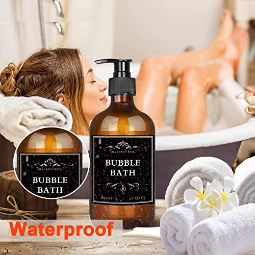 DNSEN 36 PCS Printed Waterproof Labels for Shampoo and Conditioner Bottles,Bathroom Soap Dispenser Organization Label Stickers Black - Image 3