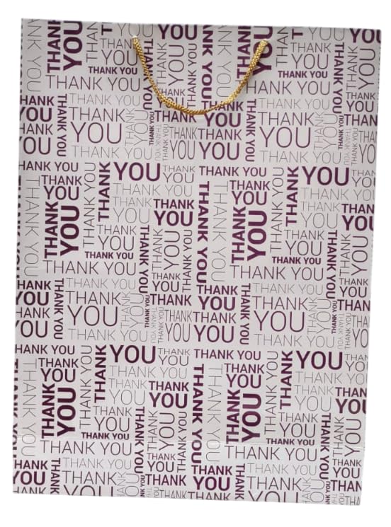 Generic Pack of 50 Premium 280 GSM Paper Bags with 'Thank You' Print - Size: 10 Inches Length x 12 Inches Height x 4 Inches Side Gusset - Available in a Box ||  - Image 2