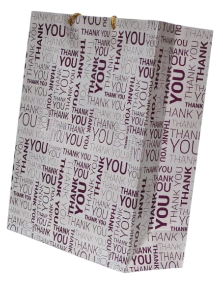 Generic Pack of 50 Premium 280 GSM Paper Bags with 'Thank You' Print - Size: 10 Inches Length x 12 Inches Height x 4 Inches Side Gusset - Available in a Box ||  - Image 1
