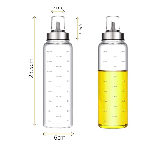 Baskety Glass Oil Dispenser Leakproof Oiler Tank Household Stainless Steel Condiment Dispenser Seasoning Bottle 500ml (Set of 2) B - Image 2