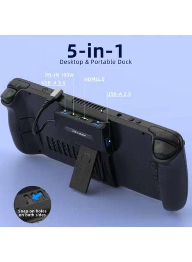 Chabeia Portable Steam Deck Dock 5-in-1 USB C Hub Docking Station with 3*USB A 4K@60H USB C PD 100W Max Steam Deck Stand Base Accessories - Image 4