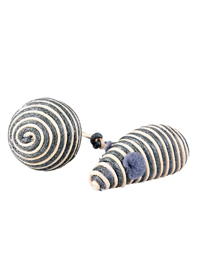 Duvo + Duvo+ Rope Mouse & Ball Cat Toy – Grey 17.5x3.5x2.5cm - Image 2