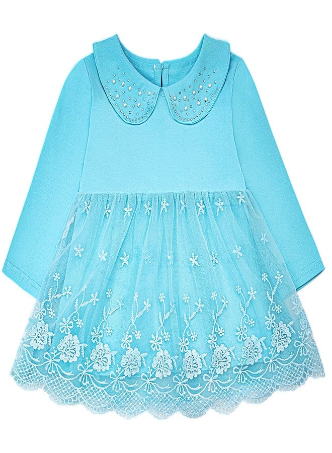 Peacolate 6M-4Years Spring Fall Baby Girls Clothing Set 3pcs Long Sleeve Dress Denim Jacket and Jeans(Blue,3-4Years) - Image 4