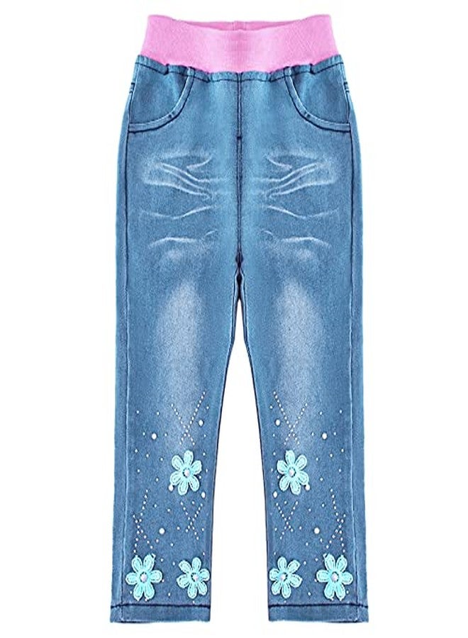 Peacolate 6M-4Years Spring Fall Baby Girls Clothing Set 3pcs Long Sleeve Dress Denim Jacket and Jeans(Blue,3-4Years) - Image 5