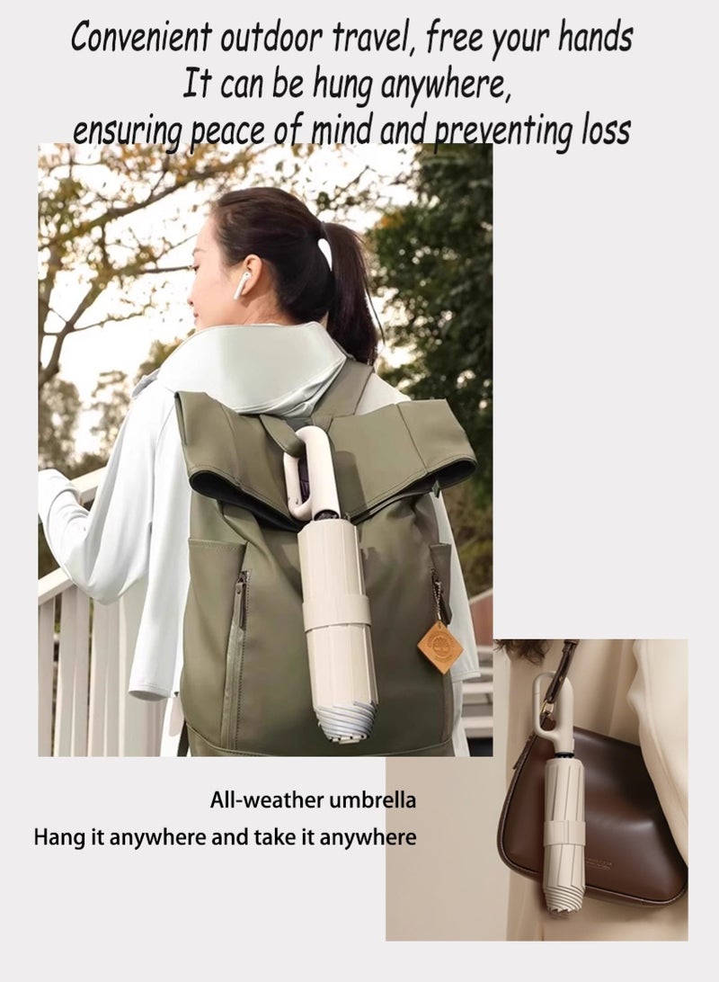سوفي مظلة أوتوماتيكية بإبزيم - حماية من الشمس UPF50+، تفتح وتغلق في ثانية واحدة، مقبض حلقي معلق، مقاومة للماء من الشمس والمطر - Image 3