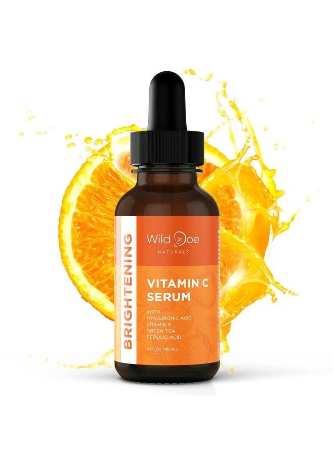 Wild Doe Naturals - Vitamin C Serum For Face With Hyaluronic Acid Firming Anti Aging Serum Pore Minimizer Acne Scars And Dark Spot Remover For Face Vitamin C Facial Serum + Ferulic Acid Vitamin E Green Tea 4 Oz - Image 1