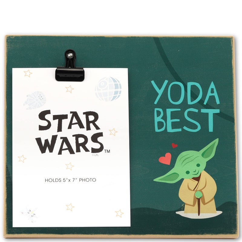 Open Road Brands Disney Star Wars Yoda Best Wood Photo Clip Frame for 5x7 Picture  Cute Star Wars Decoration  Great Gift Idea