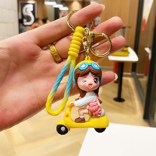 AEROSTARK Keychain for Girls & Boys | Cute Keychains | Bike & Car Keychain Accessories | Bag charms | Stylish Key chain for Men & Women | Anime Key chain | gifts | (Scooty Girl White) - Image 1