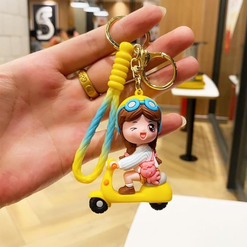 AEROSTARK Keychain for Girls & Boys | Cute Keychains | Bike & Car Keychain Accessories | Bag charms | Stylish Key chain for Men & Women | Anime Key chain | gifts | (Scooty Girl White) - Image 2