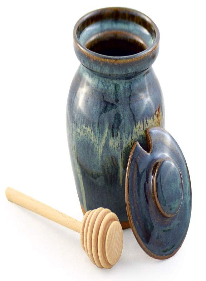 Modern Artisans American Made Stoneware Pottery Honey Pot Jar in Midnight Blue, 5" - Image 1