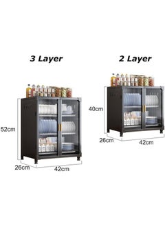 GGEROU Kitchen Pantry Sideboard Countertop Organizer,Freestanding Countertop Storage Cabinet for Dish/Bowl/Console Dining Cupboard, Cupboard Dish Drying Rack Utensil Holder (White, 3-Tier)  - Image 2