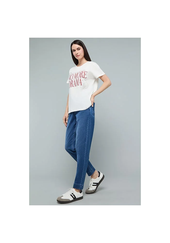 R&b  Washed Mom Fit Jeans with Button Closure for Women | Best Price UAE