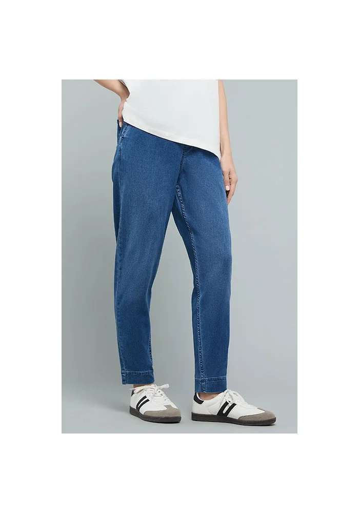 R&b  Washed Mom Fit Jeans with Button Closure for Women | Best Price UAE
