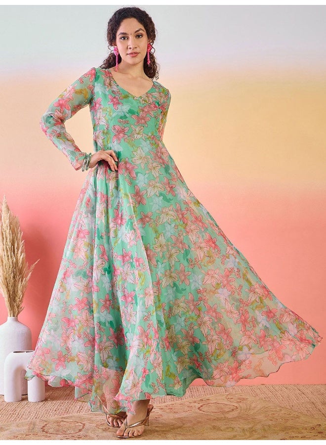 AKS Floral Printed Maxi Dress  - Image 5