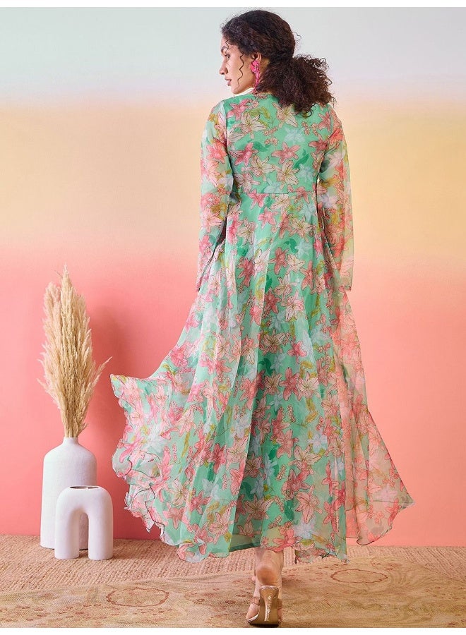 AKS Floral Printed Maxi Dress  - Image 3