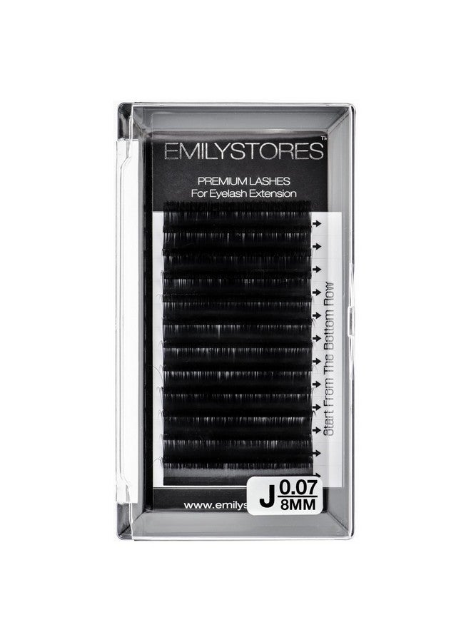 إميليستورز رموش صناعية من إيميلي ستورز، سمك 0.07 مم، تجعيد على شكل حرف J، طول 8 مم، رموش طبيعية سهلة التركيب على شكل مروحة لتمديدات الرموش (0.07، J، 8 مم) - Image 1