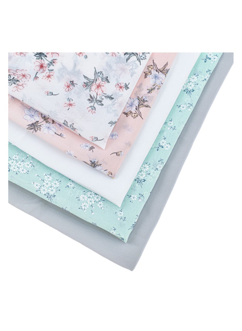 ADEEB-5 Pieces Hijab Scarfs  for Women - Premium Quality Chiffon, Solid and Printed Unique Hijab Gift Box - Image 4