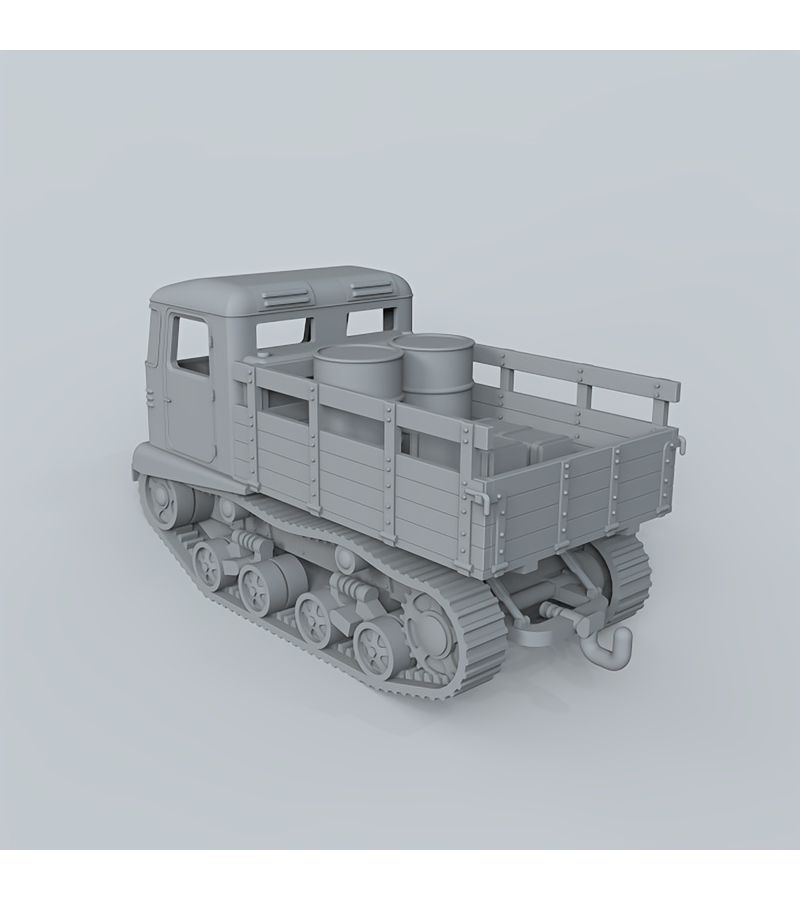 1 56 Scale Soviet STZ 5 Tractor With 2 Fuel Drum And 5 Ammo Box Unpainted Resin Static Model Tracked Artillery Tractor Display Model For Wargaming - Image 1