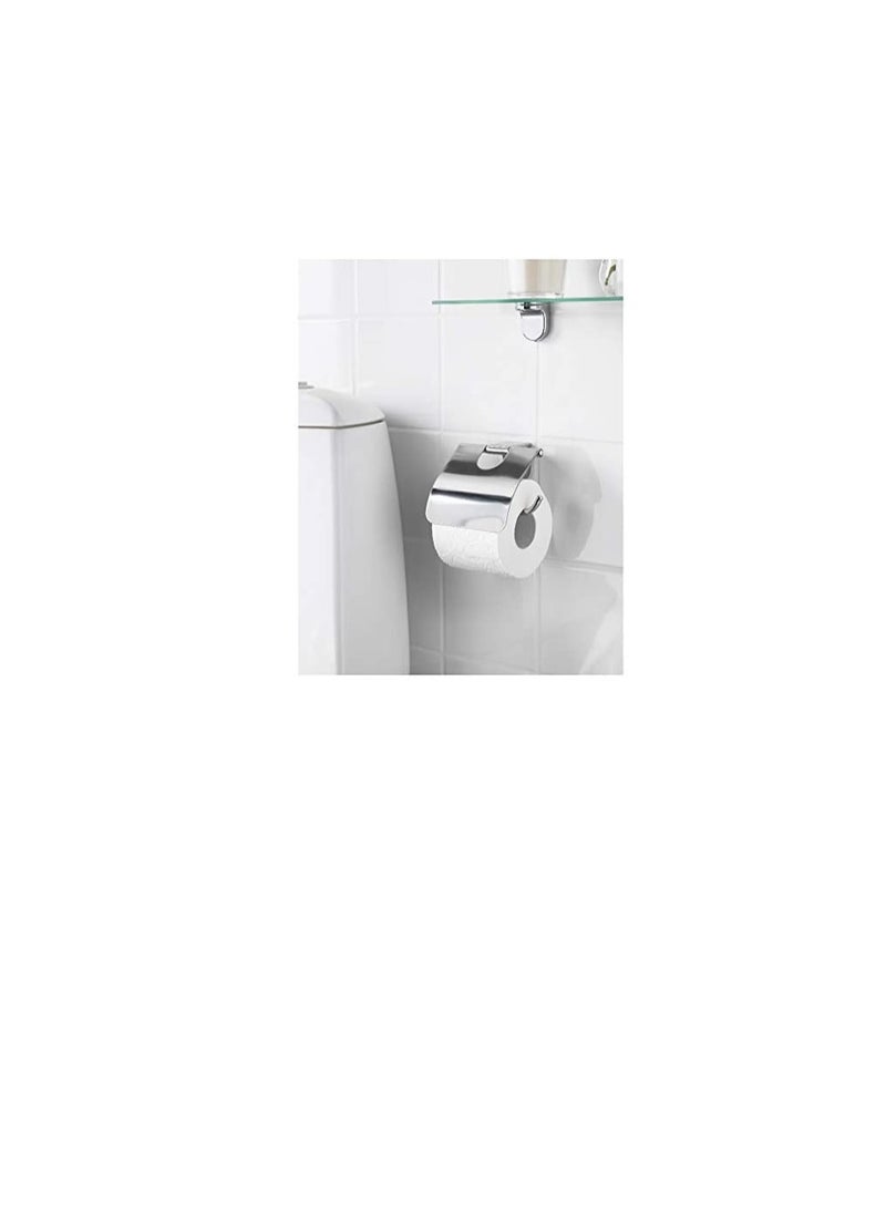 Brass Chrome Plated Toilet Paper Holder with Stainless Steel Lid - Image 2