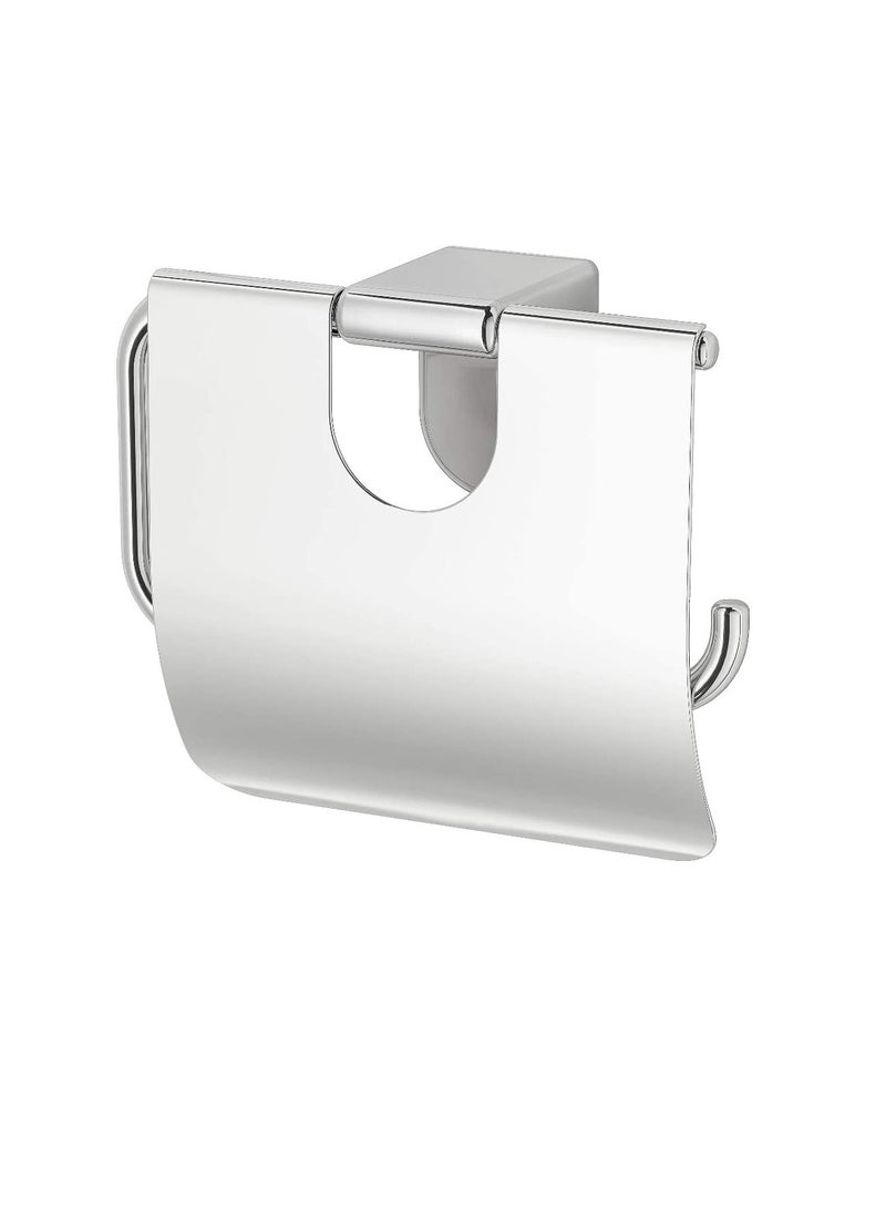 Brass Chrome Plated Toilet Paper Holder with Stainless Steel Lid - Image 1