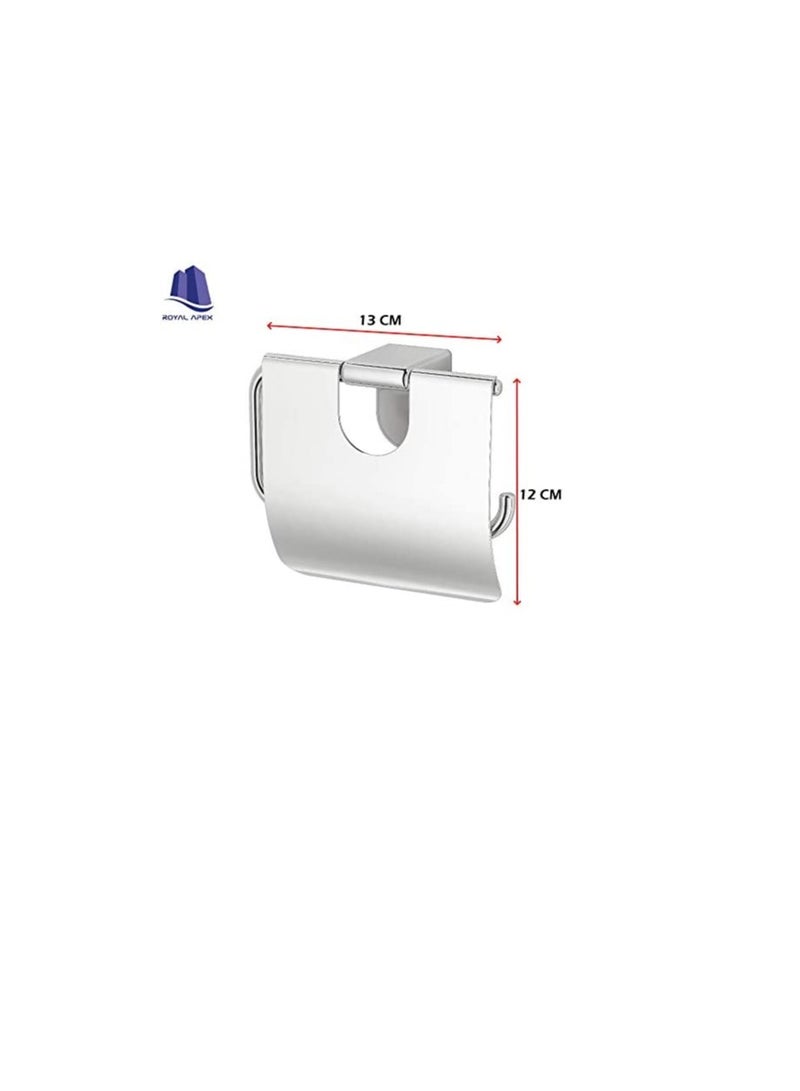 Brass Chrome Plated Toilet Paper Holder with Stainless Steel Lid - Image 3