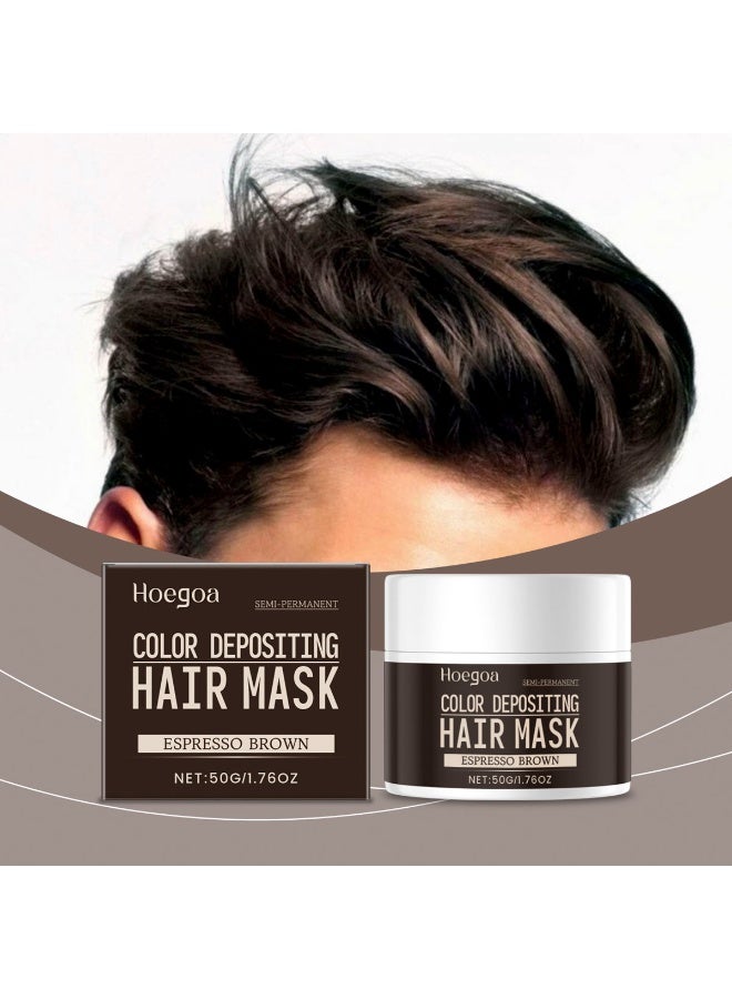 HOEGOA Color Depositing Hair Mask, Hair Dye Conditioner, Hair Dye Shampoo Dark Brown with Persea Gratissima and Cocos Nucifera Oil, Repairs the Hair Elasticity and Flexibility 50g/1.76oz - Image 4