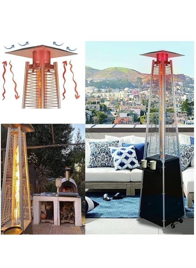 Pyramid Patio Heater – 48,000 BTU Propane Outdoor Heater with Quartz Glass Tube, Cover, Wheels, Ground Nails & Detachable Table - Image 5