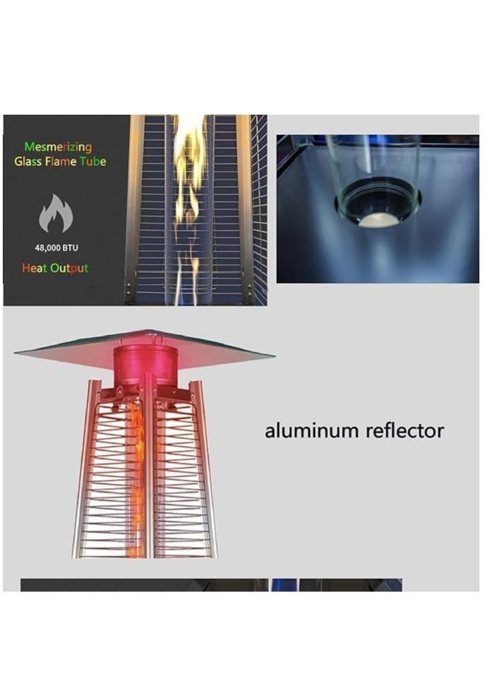 Pyramid Patio Heater – 48,000 BTU Propane Outdoor Heater with Quartz Glass Tube, Cover, Wheels, Ground Nails & Detachable Table - Image 4