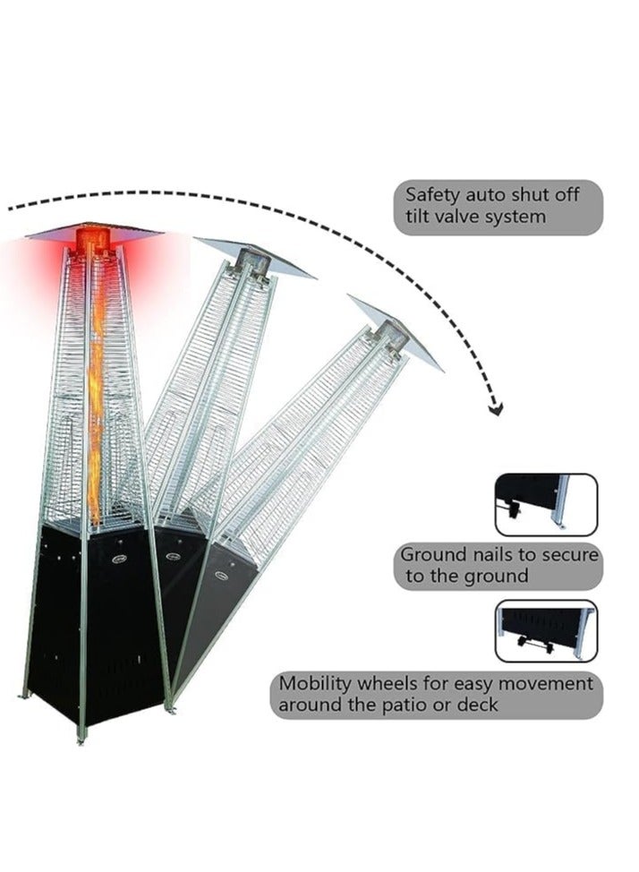 Pyramid Patio Heater – 48,000 BTU Propane Outdoor Heater with Quartz Glass Tube, Cover, Wheels, Ground Nails & Detachable Table - Image 2
