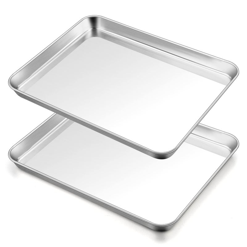 TeamFar Baking Sheet 176 x 13 x 1 Stainless Steel Large Cookie Sheet Half Baking Pans Nontoxic  Healthy Easy Clean  Dishwasher Safe Heavy Duty  Sturdy Set of 2