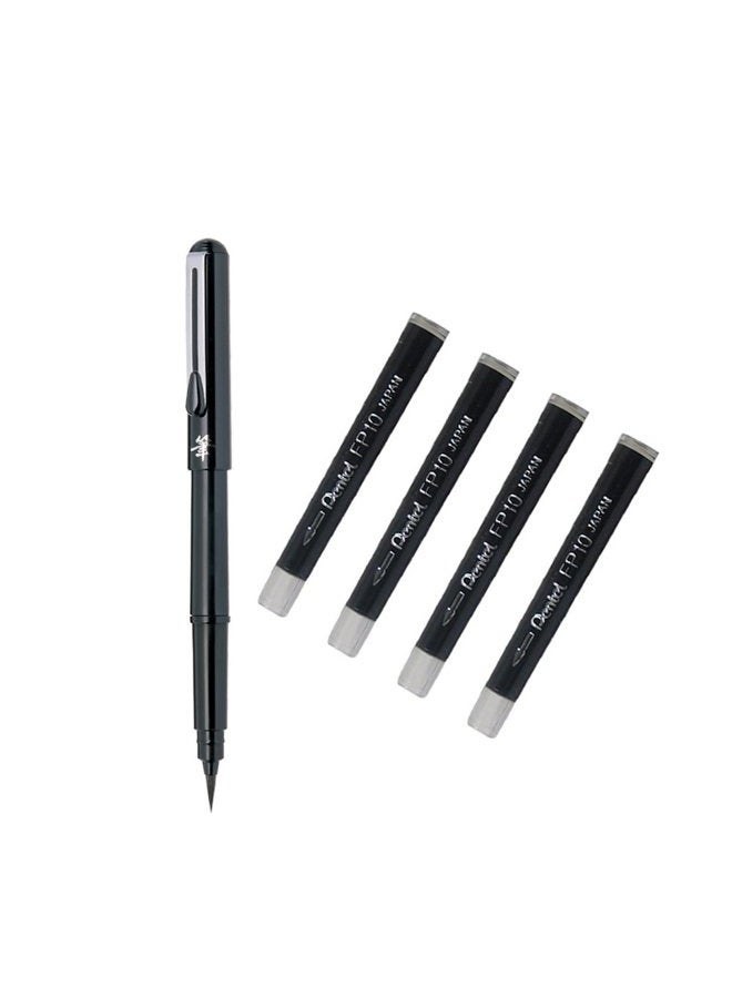 GFKP3-A Scientific Brush Pen(ONE pen and FOUR refill cartridges) - Black Ink