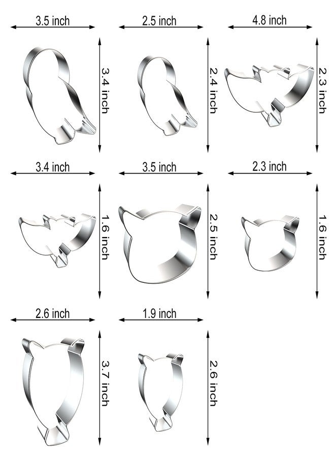 azflyife Owl Cookie Cutter Set - Large and Small - Spread Wings Owl, Owl Face, Owl Head, Great Horned Owl - 8 Pieces Bird Animal Stainless Steel Metal Biscuit Fondant Mold Cookie Cutters Shapes for Baking - Image 2