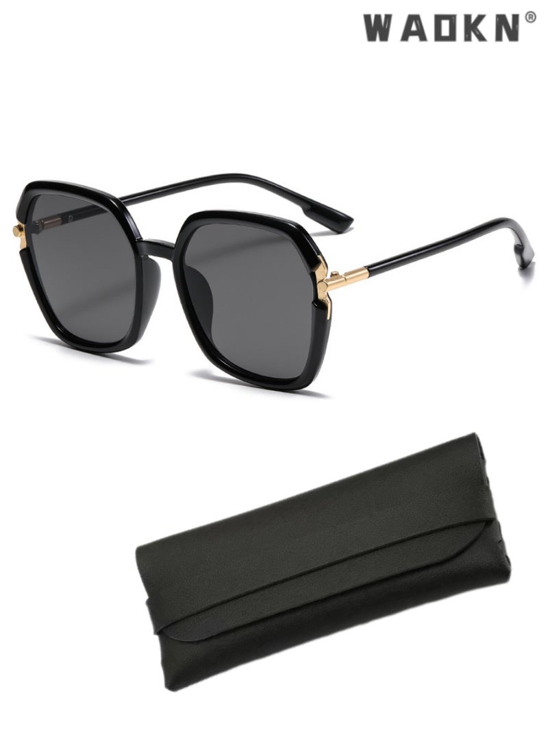 دبليو أيه أو كي أن نظارات شمسية نسائية مربعة مستقطبة بحماية من الأشعة فوق البنفسجية 400 بإطار معدني وTR90 نظارات شمسية عصرية مضادة للتوهج للنساء، نظارات شمسية للحماية من الشمس مناسبة للتخييم في الهواء الطلق في الصيف - Image 1