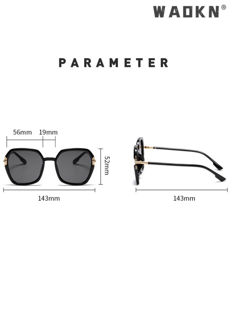 دبليو أيه أو كي أن نظارات شمسية نسائية مربعة مستقطبة بحماية من الأشعة فوق البنفسجية 400 بإطار معدني وTR90 نظارات شمسية عصرية مضادة للتوهج للنساء، نظارات شمسية للحماية من الشمس مناسبة للتخييم في الهواء الطلق في الصيف - Image 5