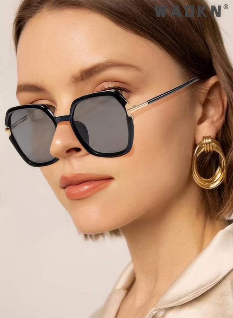 دبليو أيه أو كي أن نظارات شمسية نسائية مربعة مستقطبة بحماية من الأشعة فوق البنفسجية 400 بإطار معدني وTR90 نظارات شمسية عصرية مضادة للتوهج للنساء، نظارات شمسية للحماية من الشمس مناسبة للتخييم في الهواء الطلق في الصيف - Image 2