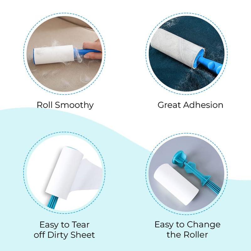 VazzLox Lint Roller for Clothes 240 Sheets (4 Rolls, 60 Sheets/Rolls) Lint Remover for Clothes Easy Tear Sheets Clothes Roller Cleaner Fabric Shaver for Lint, Pet Hair, Dust - Image 3