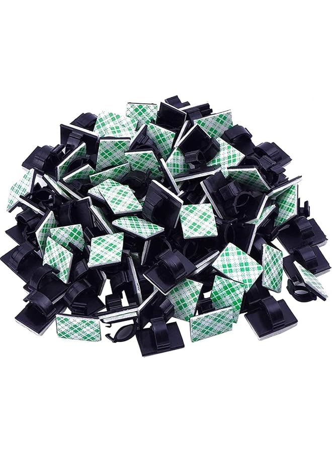 promass 100 Pieces of Cable Clamps, Adhesive Cable Manager Clamps, Durable and Powerful Cable Managers, Cable Hook Holderdor Home, Office, Cubicle, Car, Bedside Table, Desktop, Black