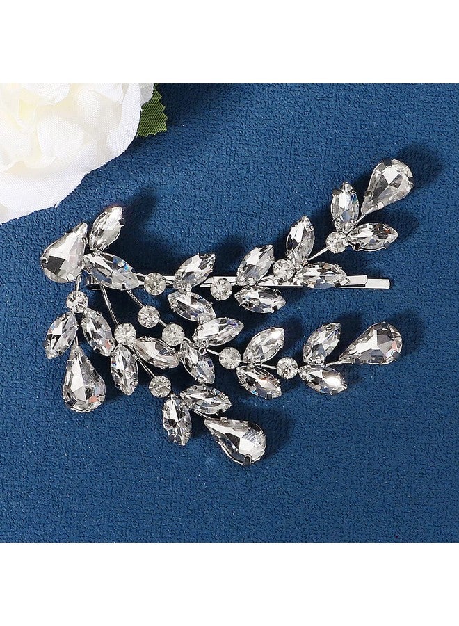 Chargances Bridal Crystal Hair Clip Rhinestone Hair Clips French Barrette Design Wedding Hair Clips Elegant Hair Accessories For Women Girls - Image 2