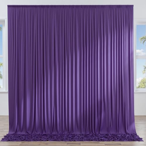 NSSONBEN 10ft x 10ft Wrinkle Free Purple Backdrop Curtain for Parties, Polyester Backdrop Drapes Panels 2 Panels 5x10ft for Photography Background Wedding Birthday Baby Shower Mermaid Party - Image 1