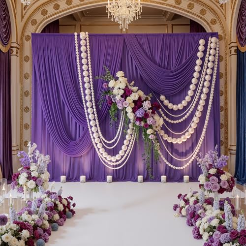 NSSONBEN 10ft x 10ft Wrinkle Free Purple Backdrop Curtain for Parties, Polyester Backdrop Drapes Panels 2 Panels 5x10ft for Photography Background Wedding Birthday Baby Shower Mermaid Party - Image 3