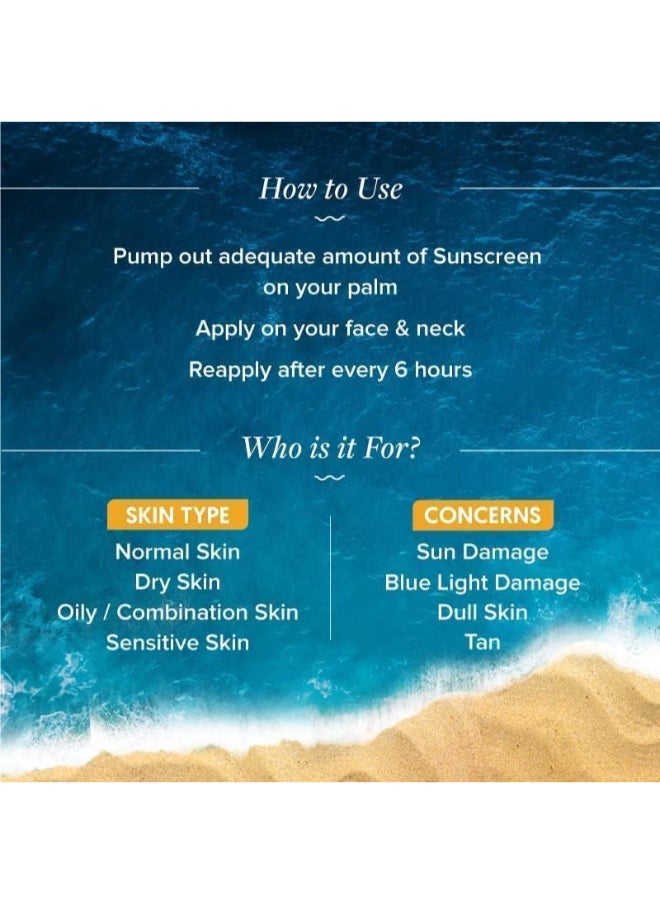 Aqualogica - Aqualogica Glow+ Dewy Sunscreen SPF 50 PA+++ For UVA/B & Blue Light Protection, for Glowing & Well Protected Skin, Cream, 50G - Image 1