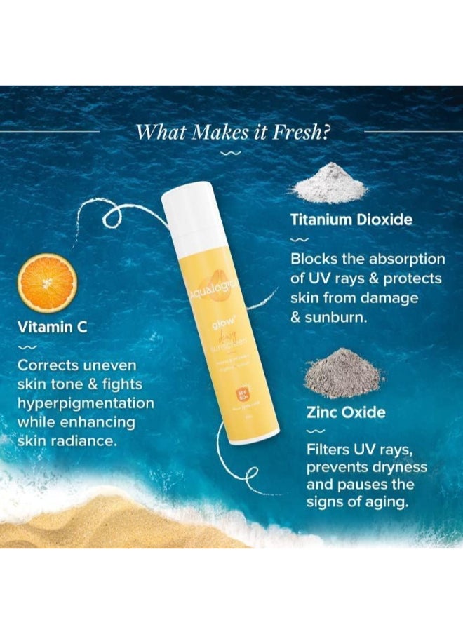 Aqualogica - Aqualogica Glow+ Dewy Sunscreen SPF 50 PA+++ For UVA/B & Blue Light Protection, for Glowing & Well Protected Skin, Cream, 50G - Image 1