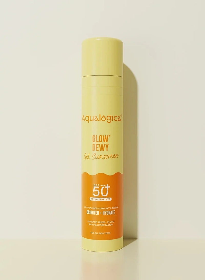 Aqualogica Glow+ Dewy Sunscreen SPF 50 PA+++ For UVA/B & Blue Light Protection, for Glowing & Well Protected Skin, Cream, 50G - Image 1