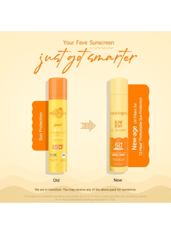 Aqualogica Glow+ Dewy Sunscreen SPF 50 PA+++ For UVA/B & Blue Light Protection, for Glowing & Well Protected Skin, Cream, 50G - Image 3