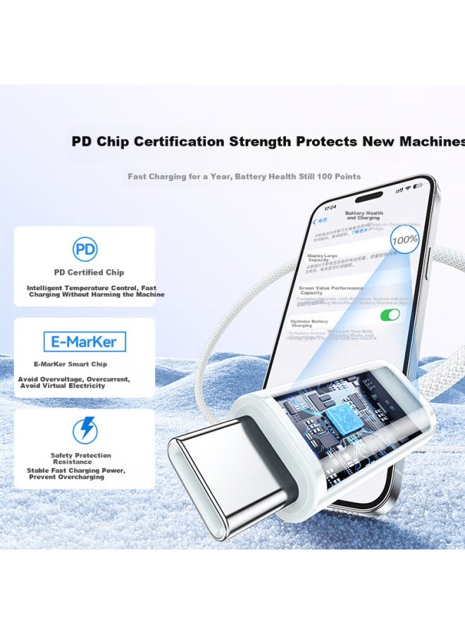 SAMZHE Apple 16/15 Data Cable Type-c Charging Cable Braided Dual Head Pd100w Fast Charge C To C Car Iphone Pro Max Huawei Xiaomi Ipad Laptop 2m - Image 2