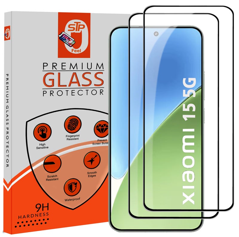 STP FEEL® Premium HD+ Tempered Glass Screen Protector Guard Compatible For Xiaomi 15 5G (6.36 Inch, Pack of 2) | Edge Coverage With Easy to installation kit for Smartphone - Image 1