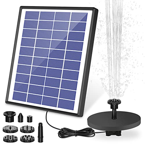 AISITIN Solar Fountain Pump 6.5W Panel with Battery Backup Solar Water Pump Floating Fountain, 6 Nozzles, for Bird Bath - Image 1