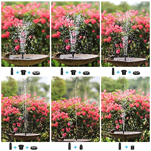 AISITIN Solar Fountain Pump 6.5W Panel with Battery Backup Solar Water Pump Floating Fountain, 6 Nozzles, for Bird Bath - Image 5